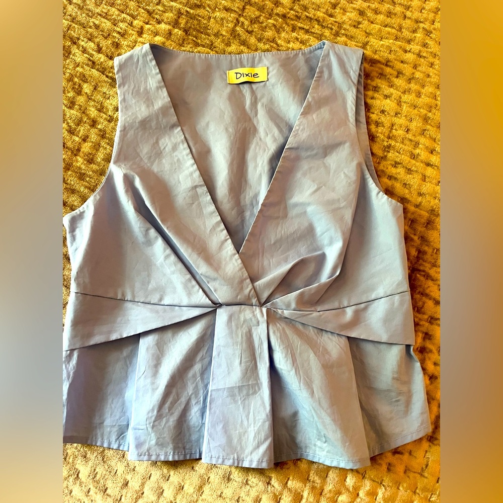 Dixie Italy Blue Sleeveless Top - sateen cotton Small